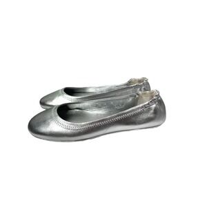 NEW Quince Italian Leather On-The-Go Ballet Flats Size 7 silver